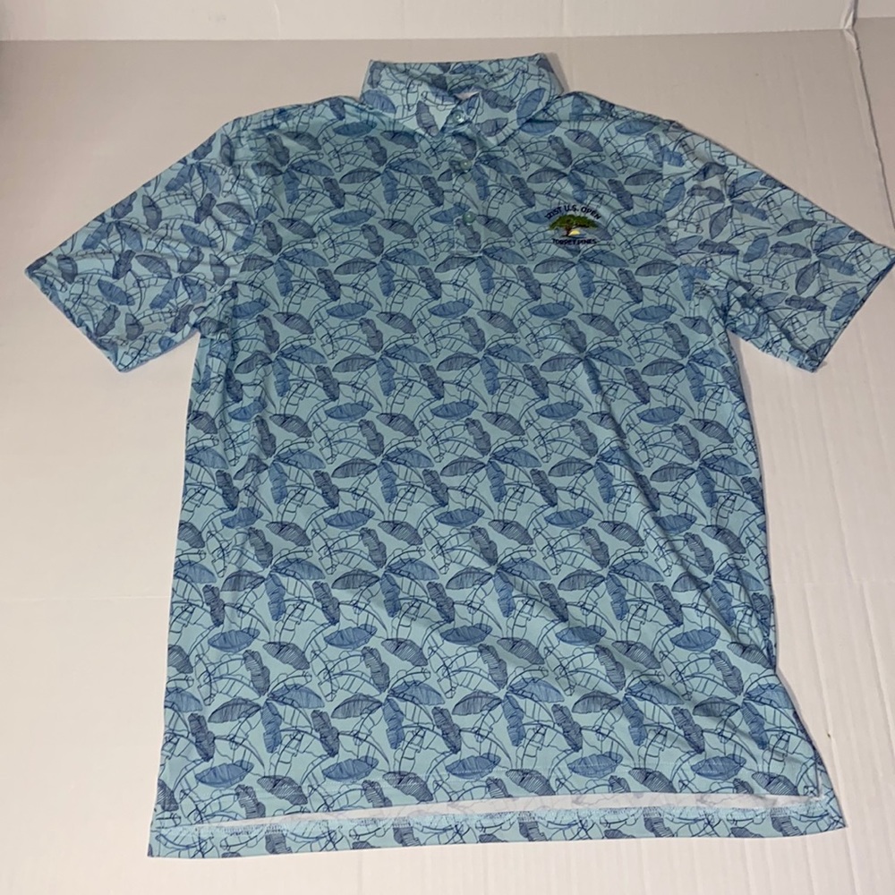 Men’s Blue Floral 121st U.S. Open Medium Short Sleeve Golf Polo Shirt